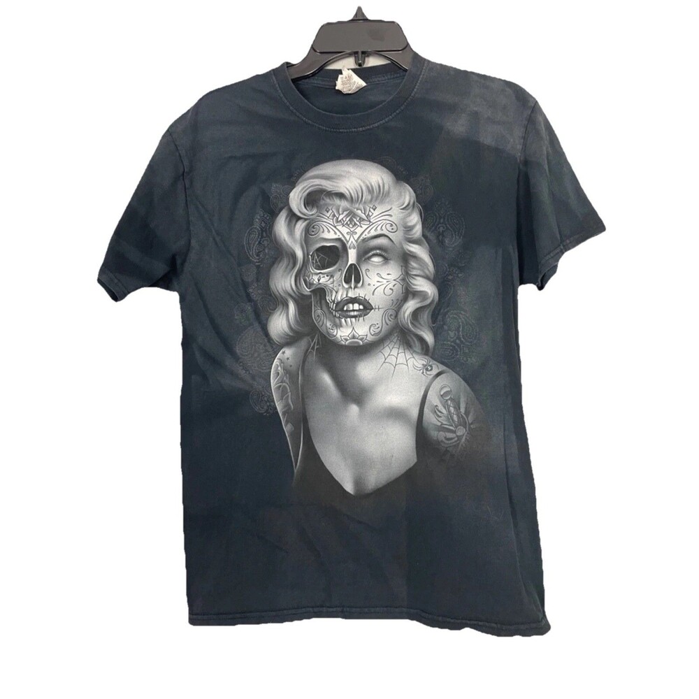 Vtg Marilyn Monroe Skull Graphic Cotton Fruit of the Loom Size M Fast Ship